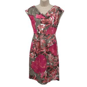 Banana Republic Madmen Womens Pink Watercolor Floral Sheath Dress Sz 4